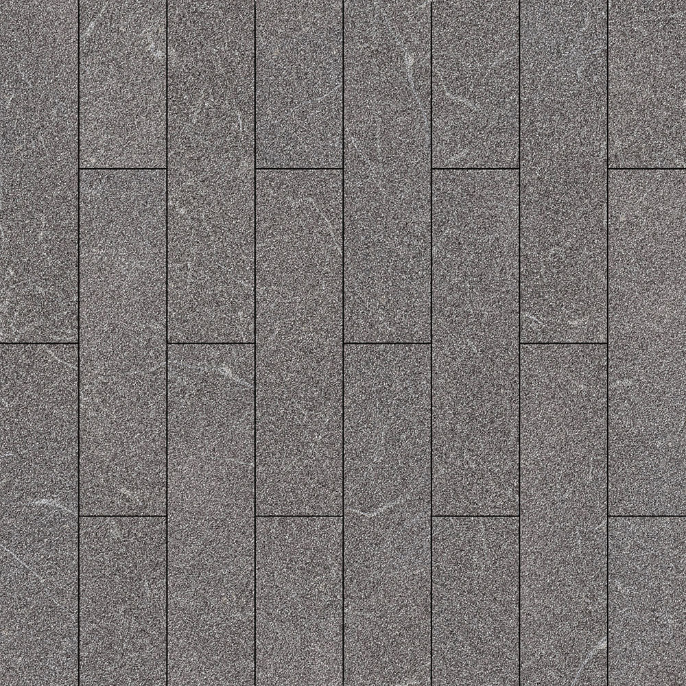Marble Systems Plank Tile Iris Black rugged marble tile pattern swatch — available at Surface Group