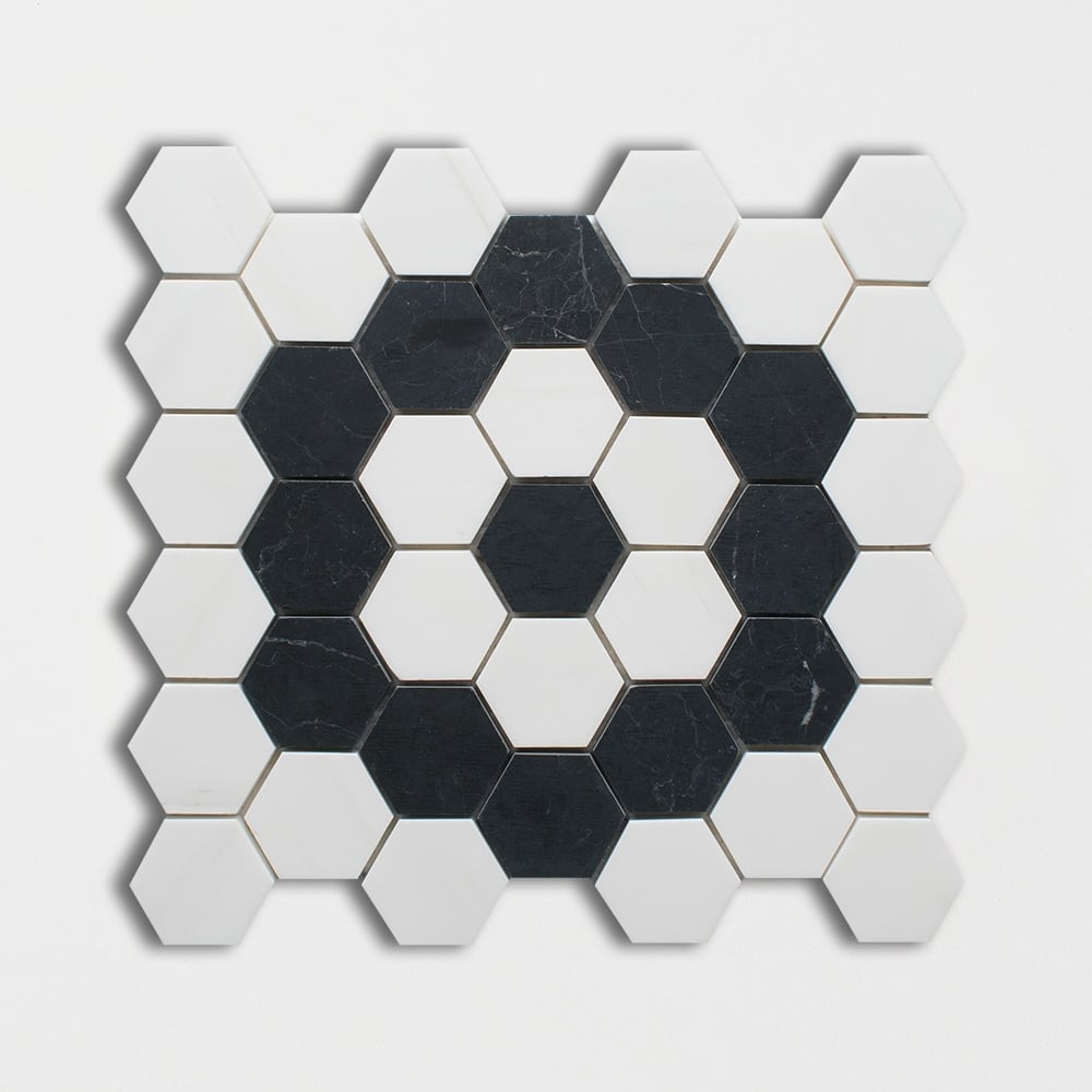 Poppye Polished Hexagon Marble Mosaic 12×12 Image