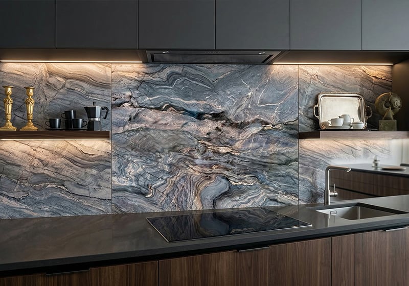 Explosion Blue Polished Quartzite Slab Random (SL91418)