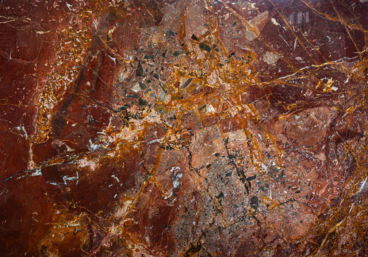 Marble Systems Quartzite Slabs Luz Del Fuego glossy quartzite tile — available at Surface Group