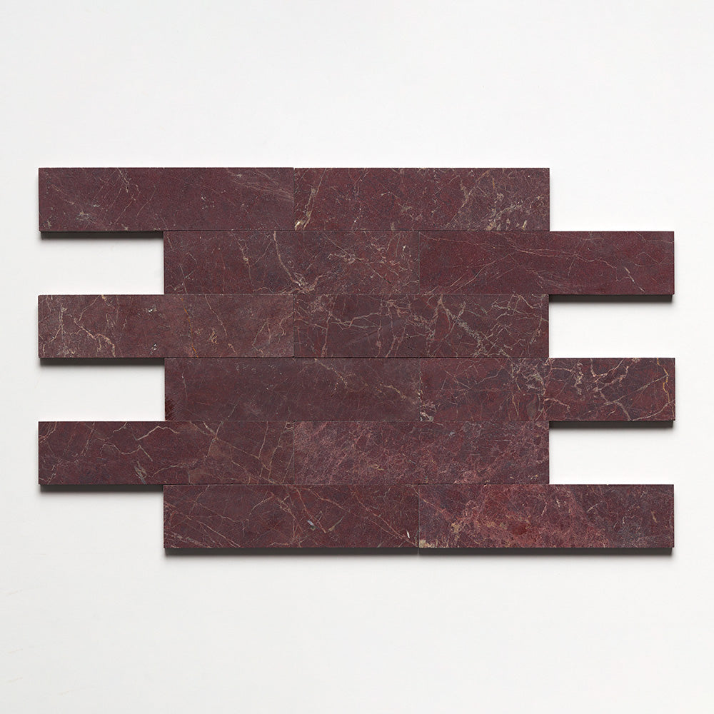 Marble Systems Red Bordeaux Honed Red Bordeaux matte marble tile pattern swatch — available at Surface Group