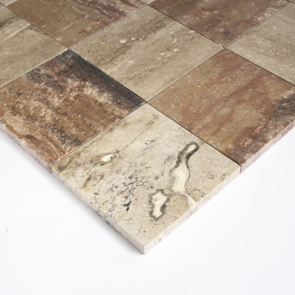 Roman, Scabas Red Honed Grande Chester Travertine Mosaics 16×16 (MS90900)
