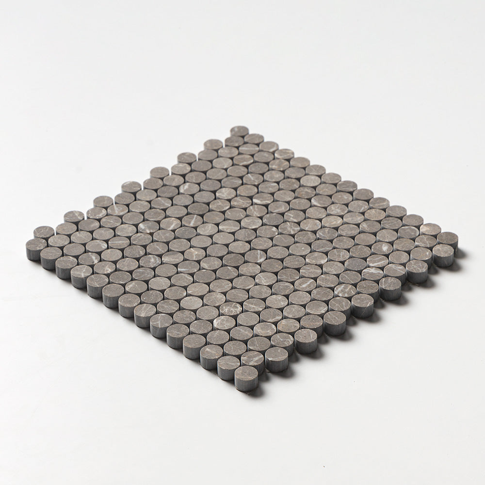 Silver Drop Honed Penny Round Marble Mosaics 11 1/4×11 3/4 (MS02597)