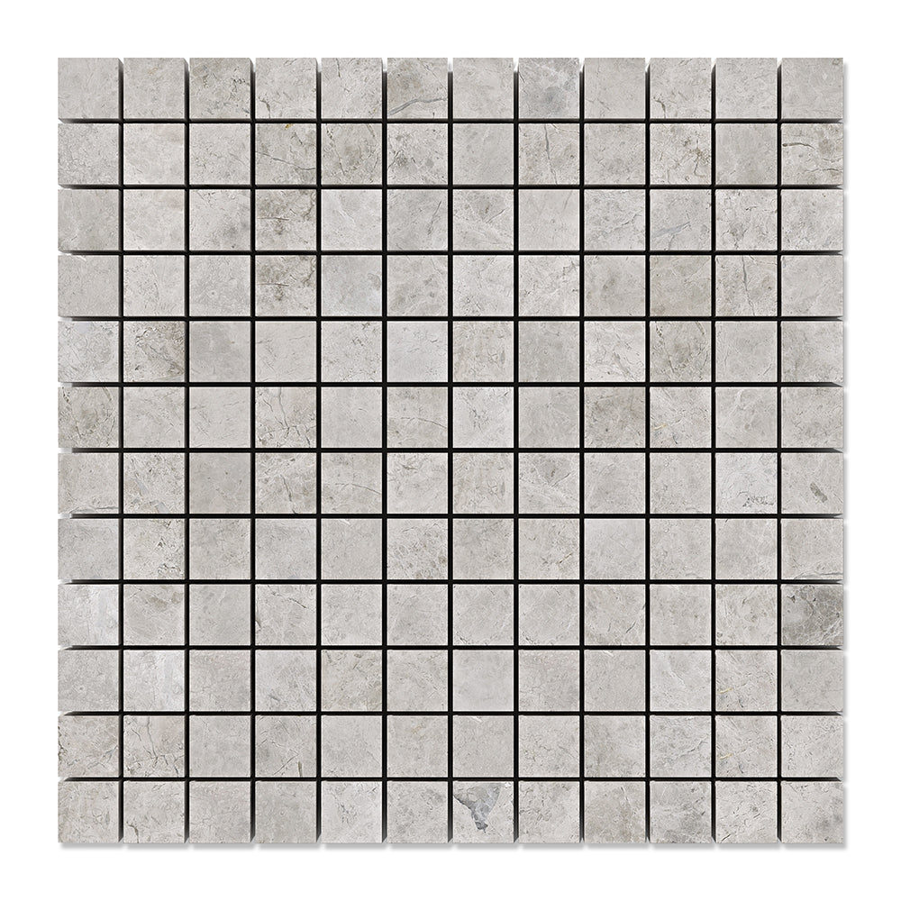 Silver Shadow Honed 1×1 Marble Mosaic 12×12 Image