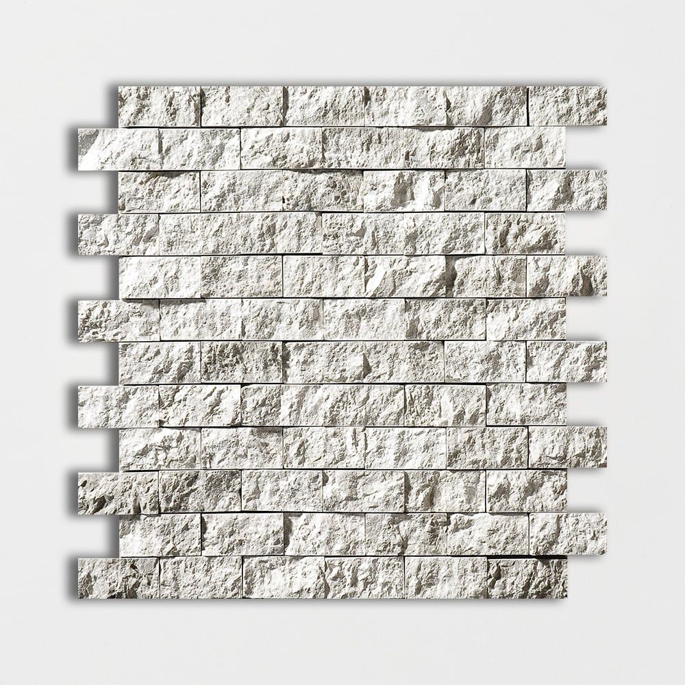 Silver Shadow Rock Face 1×2 Marble Mosaic 12 5/8×12 5/8 Image