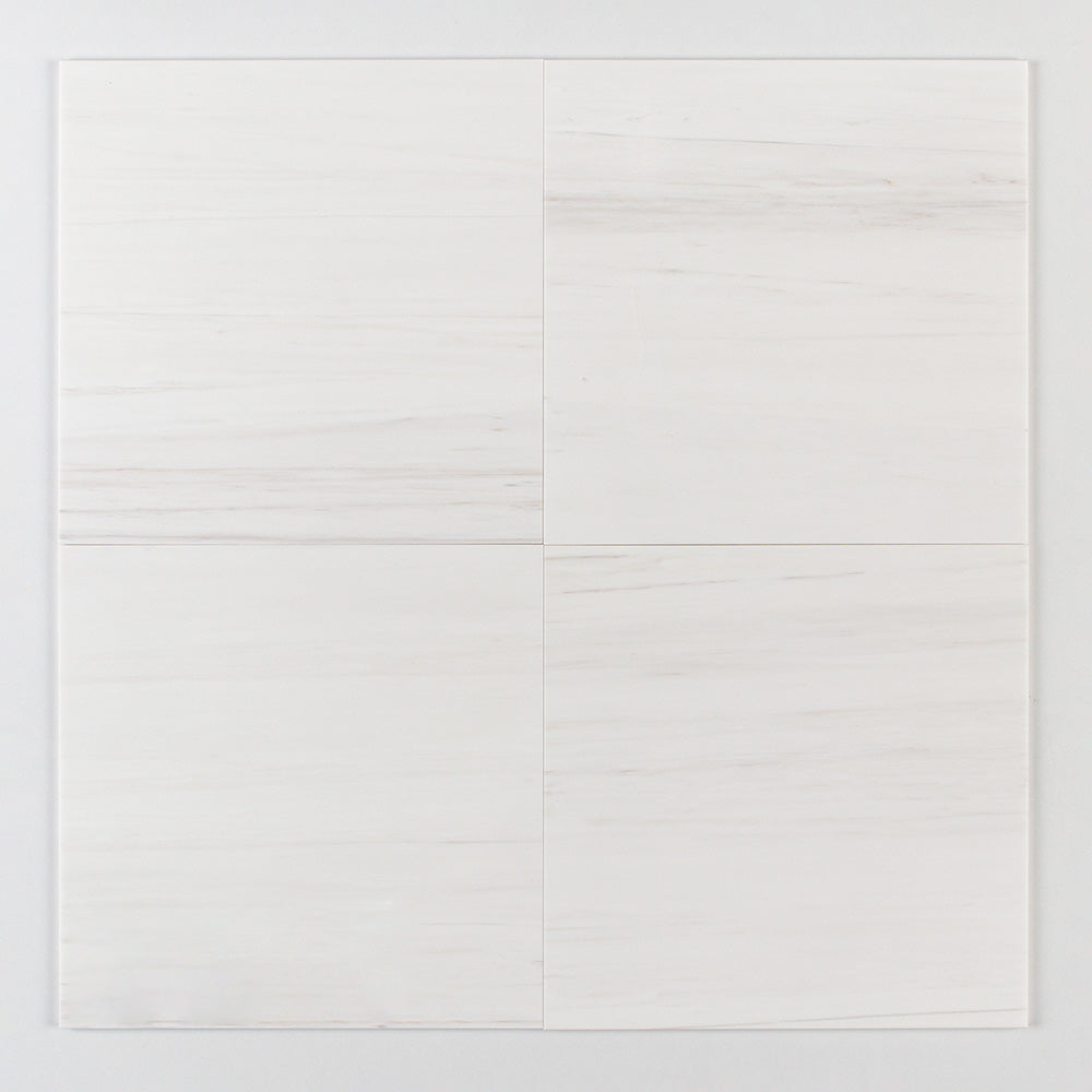 Marble Systems Snow White Polished Marble (Premium Bianco Dolomiti) Snow White glossy tile pattern swatch — available at