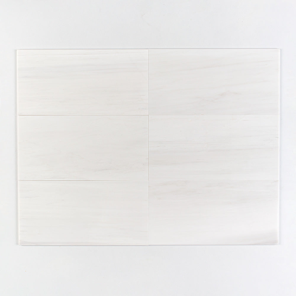 Marble Systems Snow White Polished Marble (Premium Bianco Dolomiti) Snow White glossy tile pattern swatch — available at