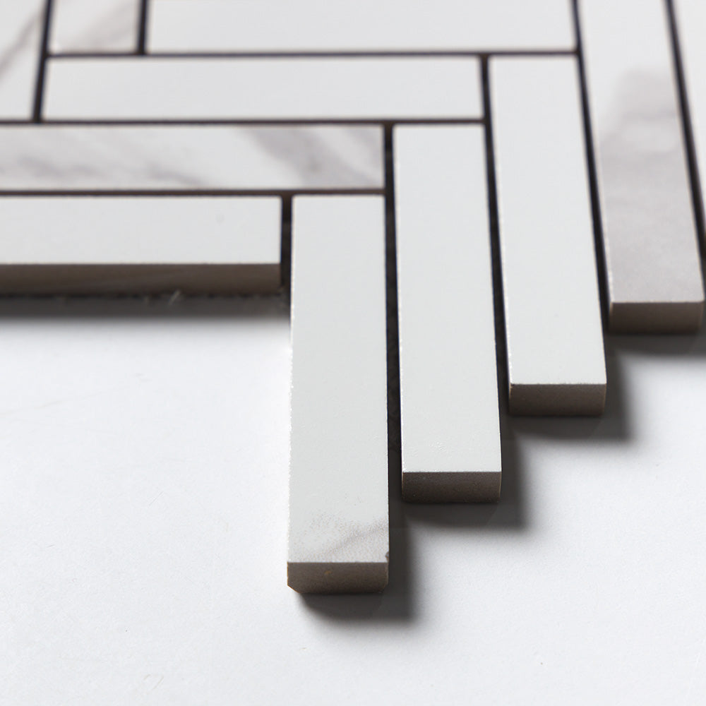 Statu Polished Herringbone 5/8×3 Porcelain Mosaics 10 7/16×12 13/16 (MS02515)