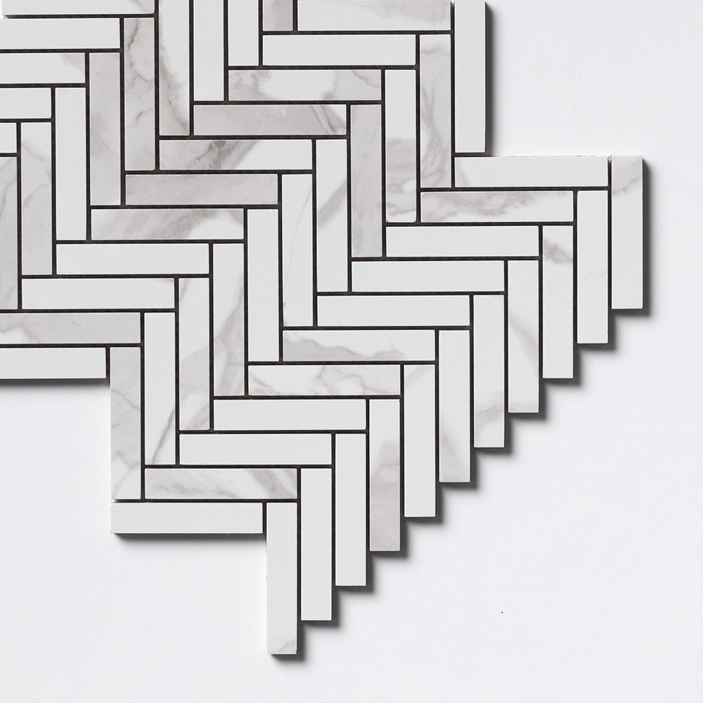 Statu Polished Herringbone 5/8×3 Porcelain Mosaics 10 7/16×12 13/16 (MS02515)
