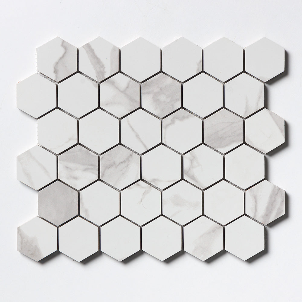 Statu Polished Hexagon 2 Porcelain Mosaic 10 3/8×12 Image