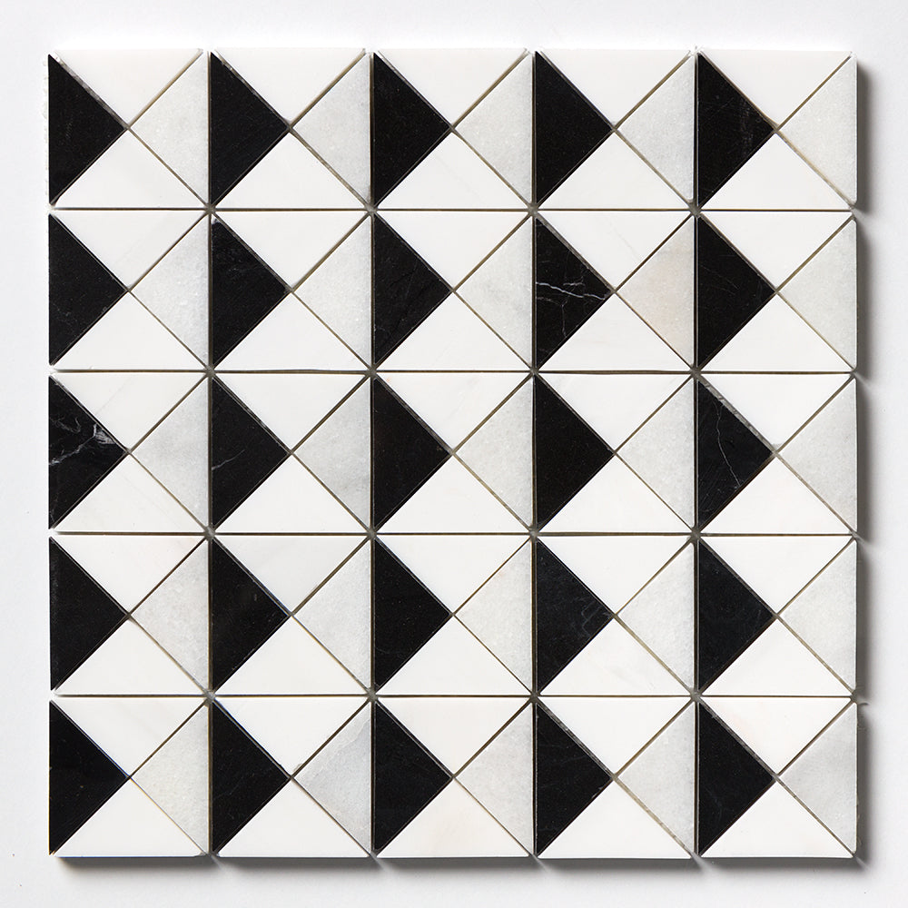 Marble Systems Studio Mosaic Tile Glacier Black Snow White multi finish tile pattern swatch — available at Surface Group