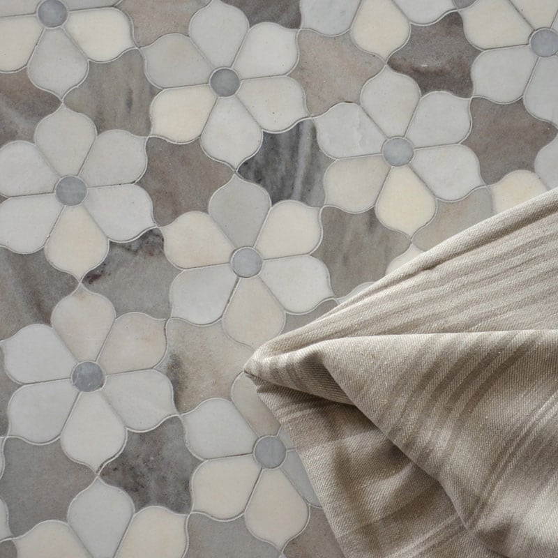 Theodora Afyon Grey, Palisandra, Skyline Multi Finish Marble Waterjet Decos 12 1/8×14 (YNR10044)