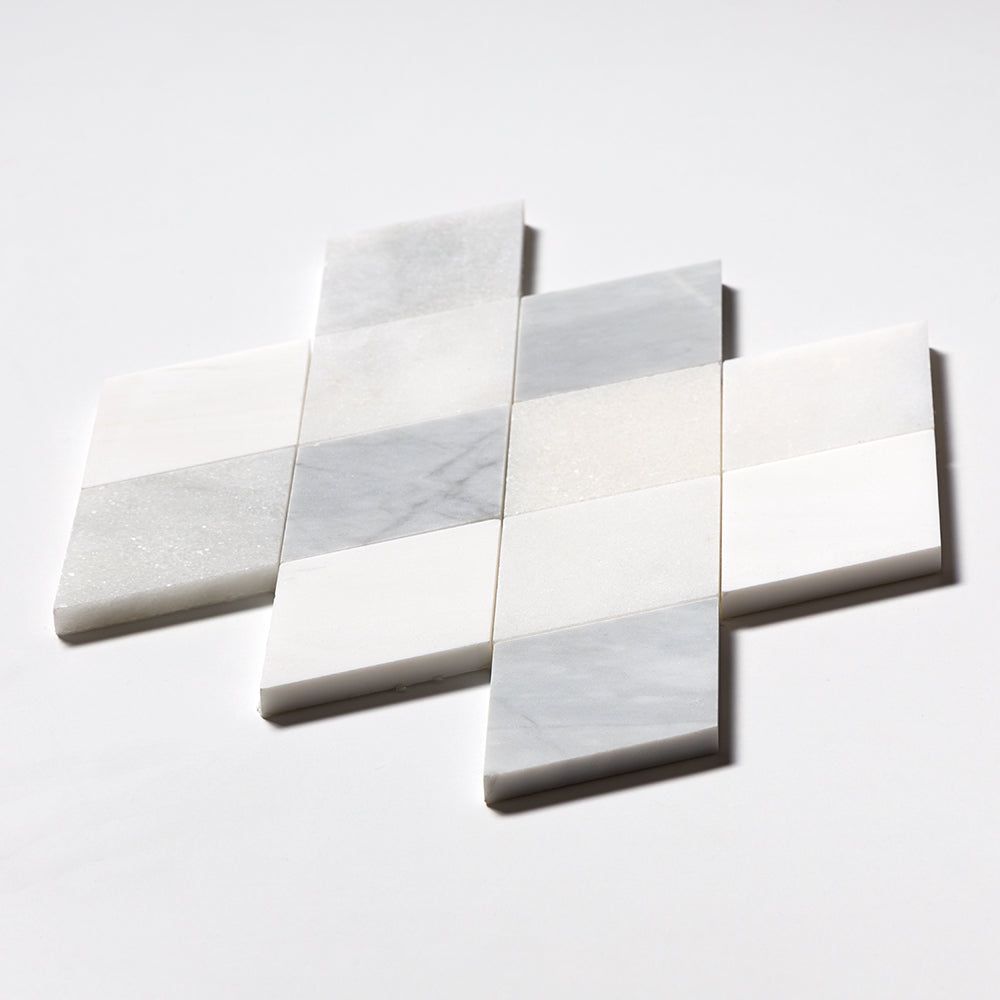 Afyon White, Avenza Light, Dolomite, Gla Multi Finish Almas Marble Mosaics 9 5/16×10 1/2 (YNR10017)
