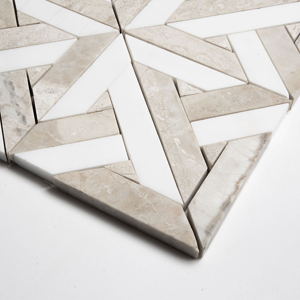 Aspen White, Diana Royal Honed Marmara Marble Mosaics 9 11/16×9 11/16 (YNR10141)