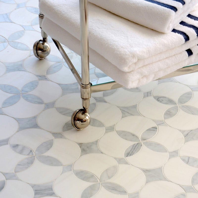 Constantine Avenza, Snow White Honed Marble Waterjet Decos 13 5/8×13 5/8 (YNR10054)