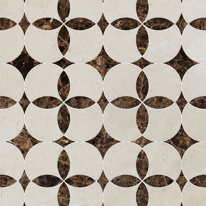 Marble Systems Talya Decorative Marble Crema Bella Emperador Dark glossy tile pattern swatch — available at Surface Group