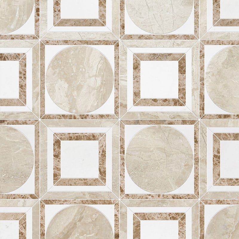 Marble Systems Talya Decorative Marble Diana Royal Aspen White Paradise multi finish tile pattern swatch — available at