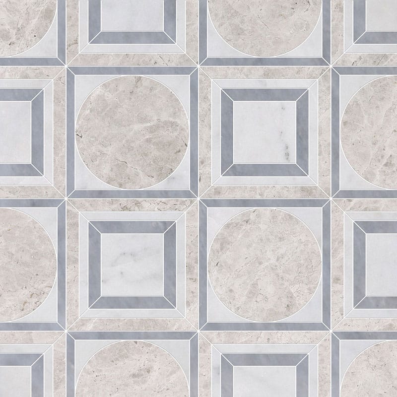 Marble Systems Talya Decorative Marble Silver Shadow Glacier Allure Light multi finish tile pattern swatch — available at