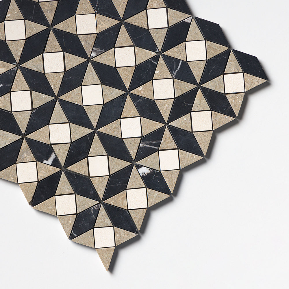 Black, Champagne, Olive Green Honed Ghaya Marble Mosaics 12×12 (MS02085)