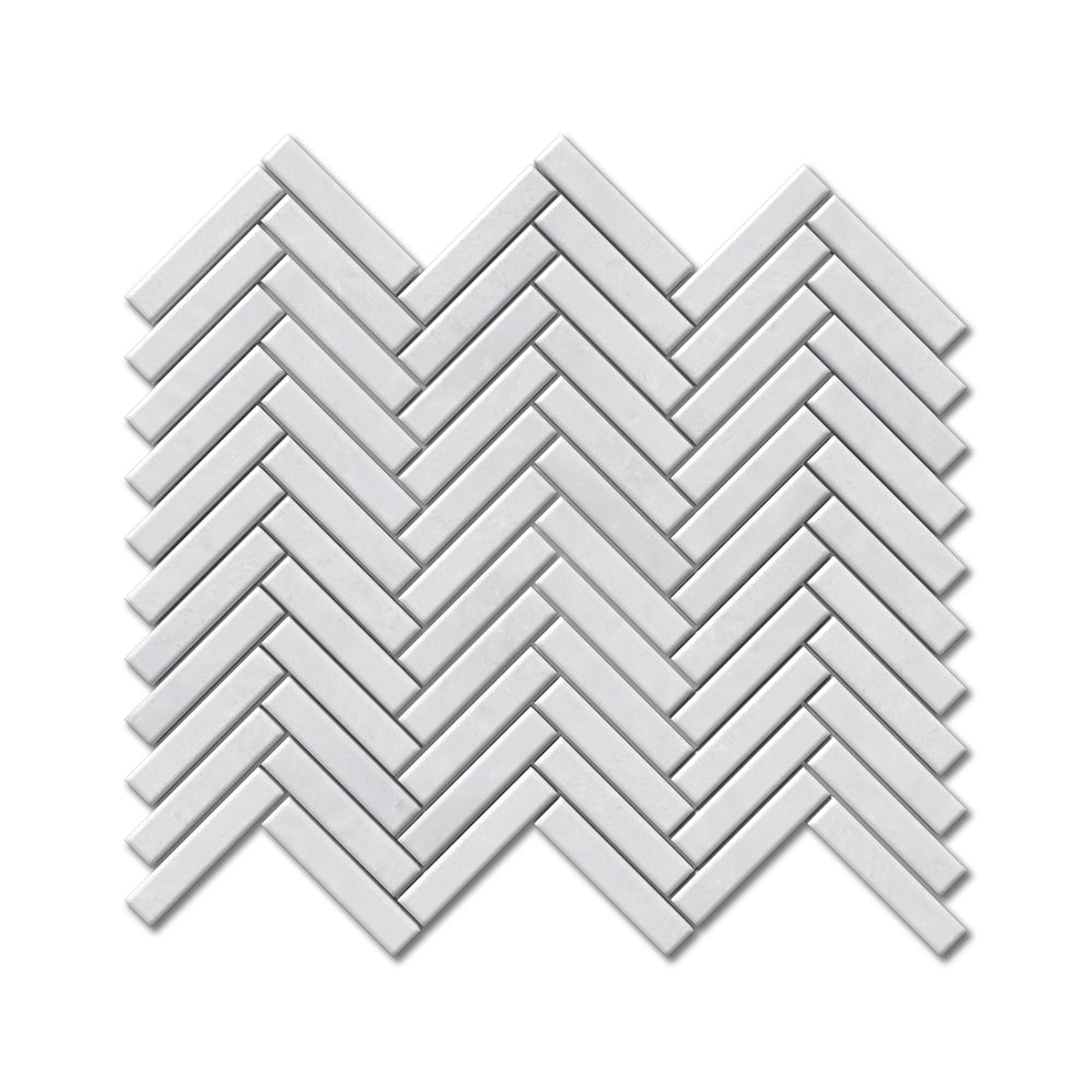 Milos Matte Herringbone 5/8×3 Glazed Terracotta Mosaic 10 7/16×12 13/16 Image