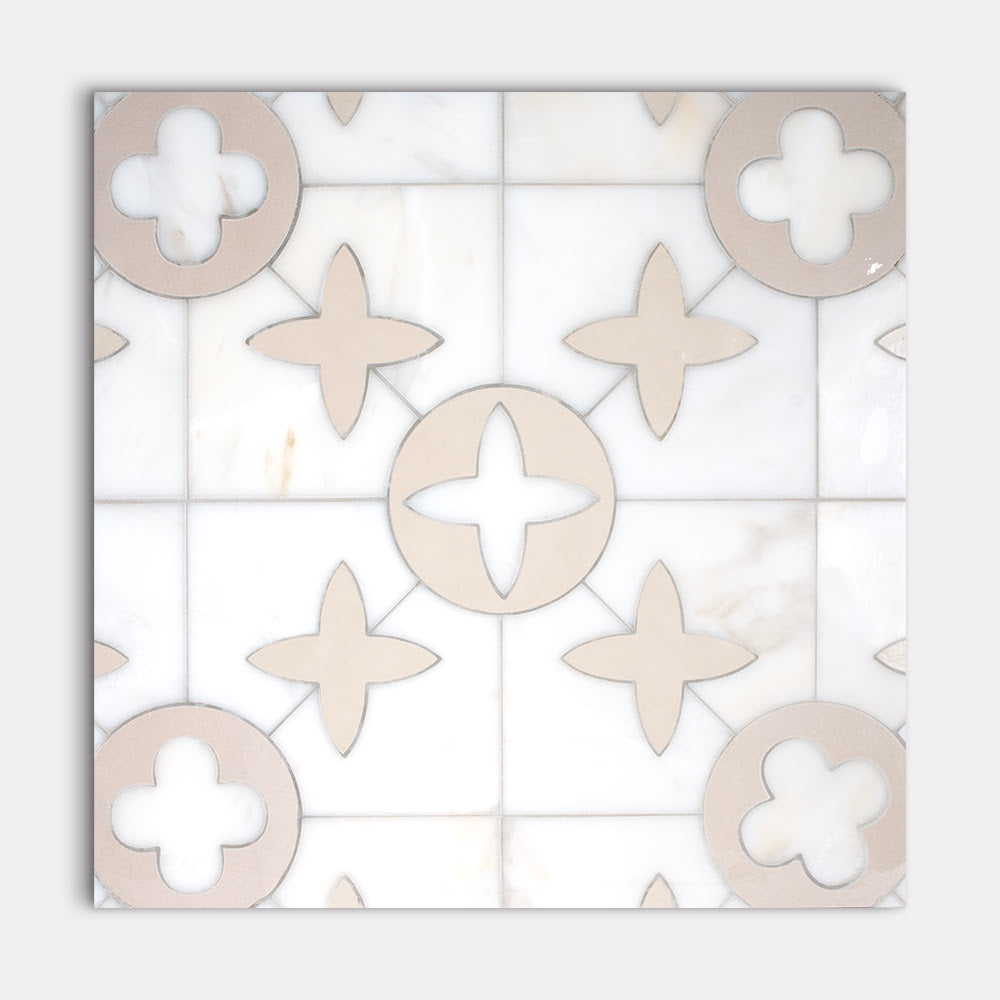 Estelle Calacatta Amber, J13, R1057 Polished Marble Waterjet Decos 16 3/16×16 3/16 Image