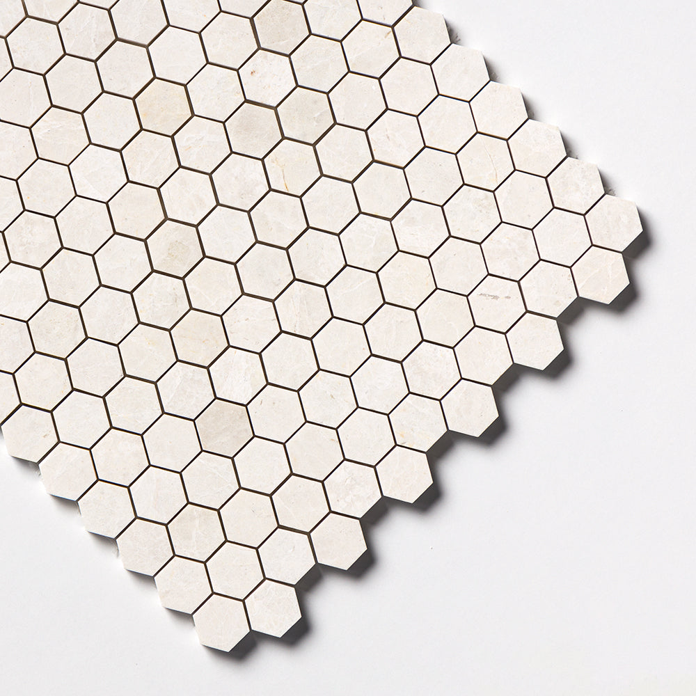 Vanilla Honed Hexagon 1×1 Marble Mosaics 11 1/2×12 1/4 (MS02291)