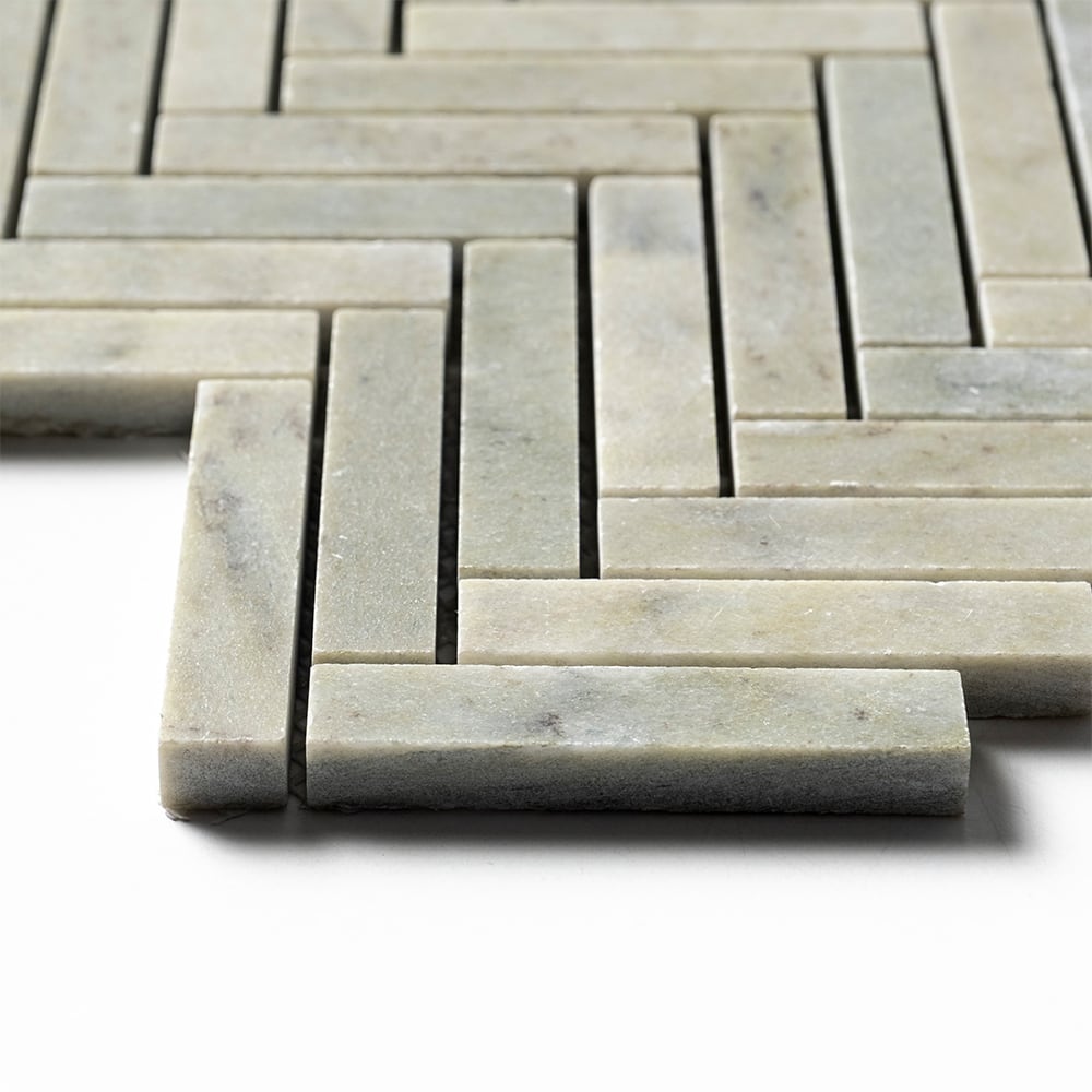 Verde Laguna Honed Herringbone 5/8×3 Marble Mosaics (MS03002)