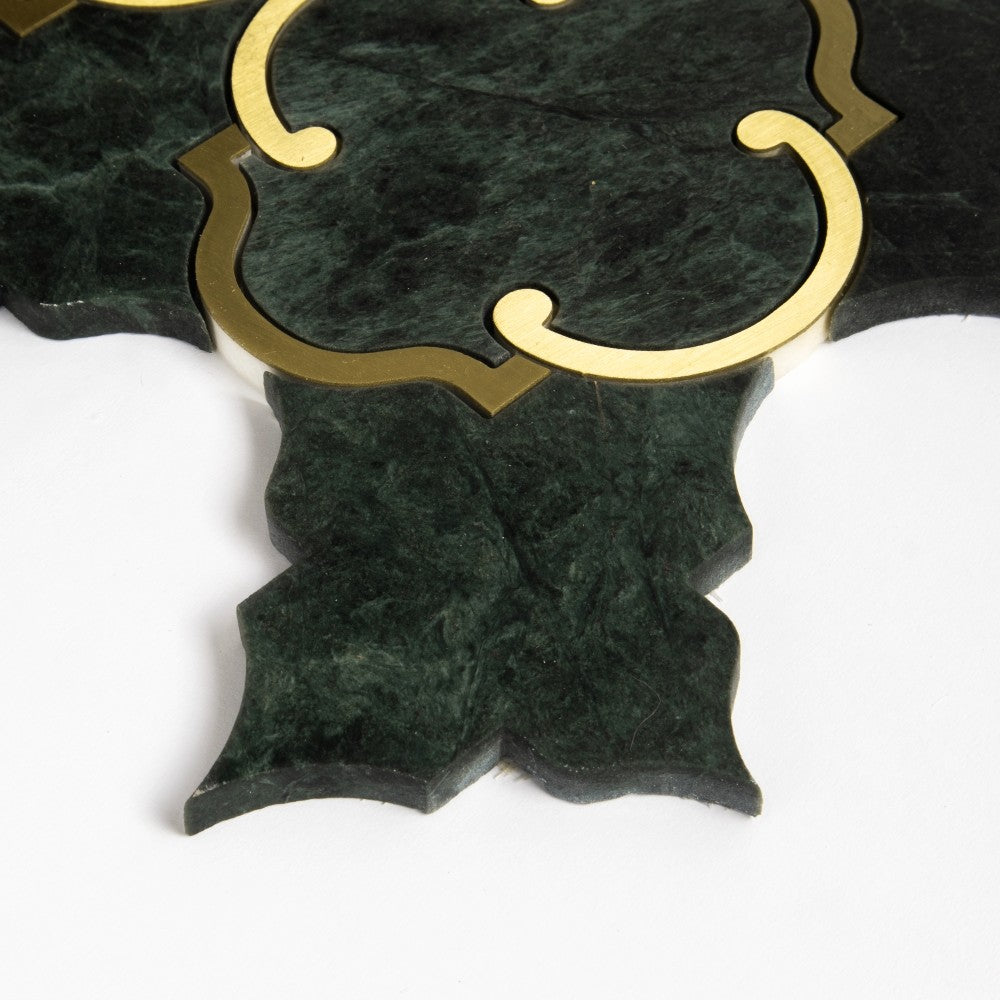 Verde Lucia, Brass Honed Casablanca Marble Mosaics 10 1/2×11 7/32 (YNR90487)