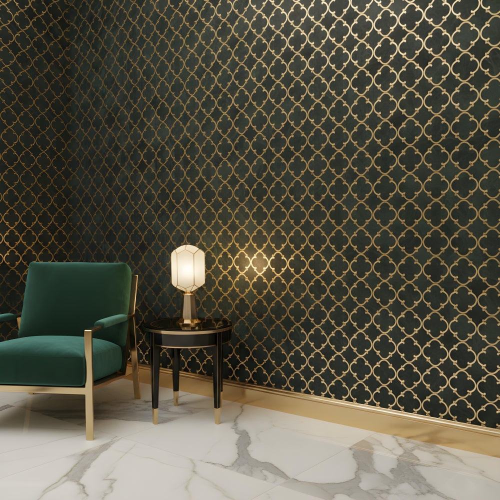 Verde Lucia, Brass Honed Casablanca Marble Mosaics 10 1/2×11 7/32 (YNR90487)