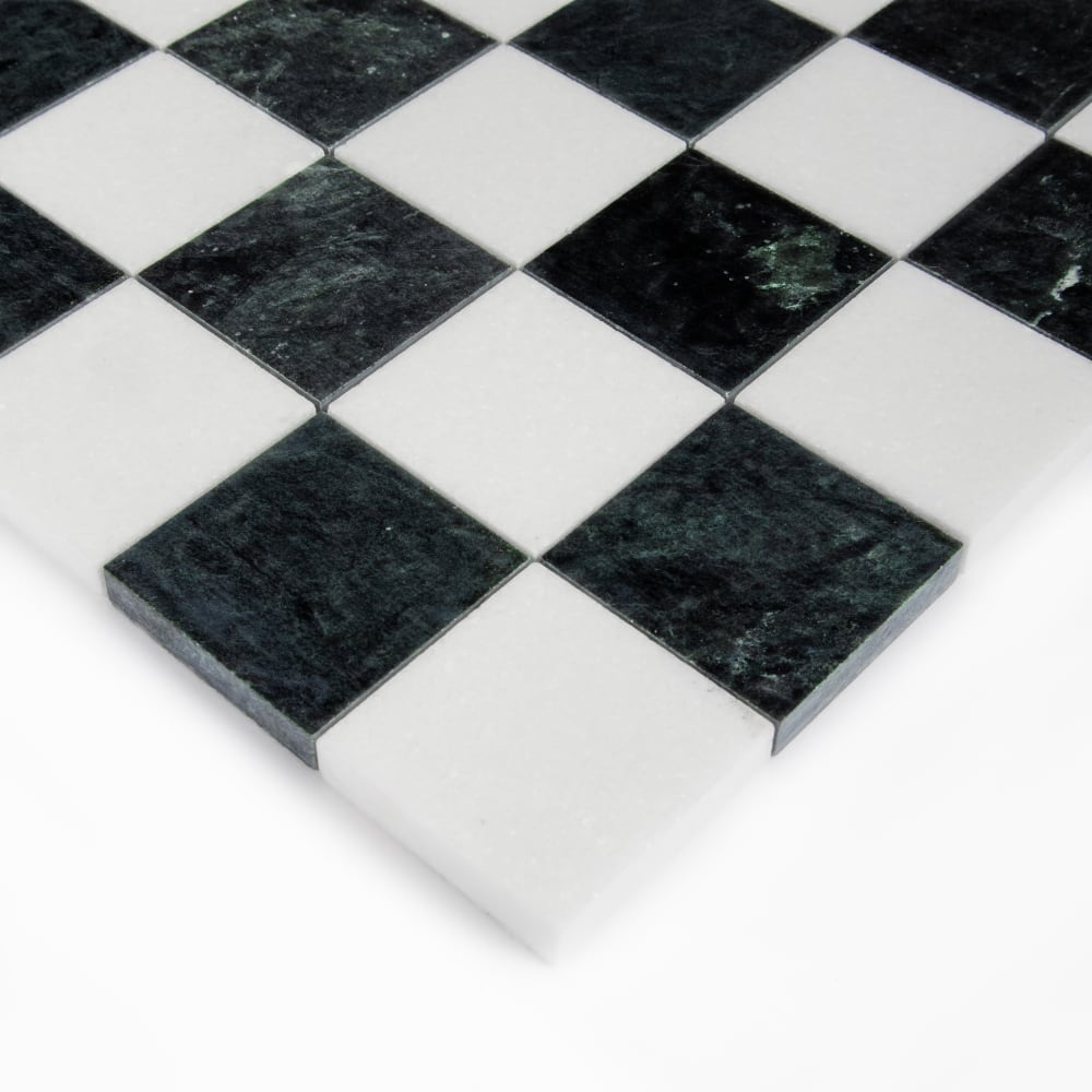 Thassos, Verde Lucia Honed Petite Chester Marble Mosaics 12×12 (MS90948)