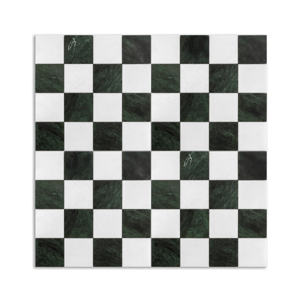 Marble Systems Verde Lucia Marble Thassos Verde Lucia matte marble tile pattern swatch — available at Surface Group