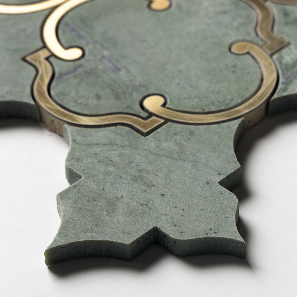 Brass, Verde Tia Honed Casablanca Marble Mosaics 10 1/2×11 3/16 (YNR10175)