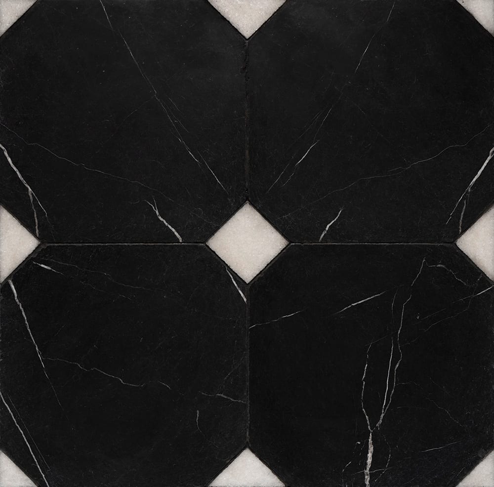 Marble Systems Victorian Tumbled Stone Collection Black Glacier rugged tile pattern swatch — available at Surface Group