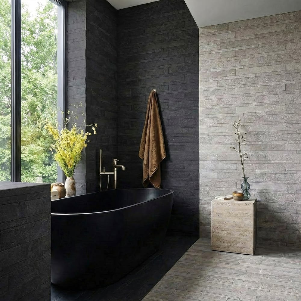 Dark Flow Matte Muretto Stone Look Porcelain Mosaics 12×24 (WLE00530) Ivory Flow Matte Muretto Stone Look Porcelain Mosaics 12×24 (WLE00532)