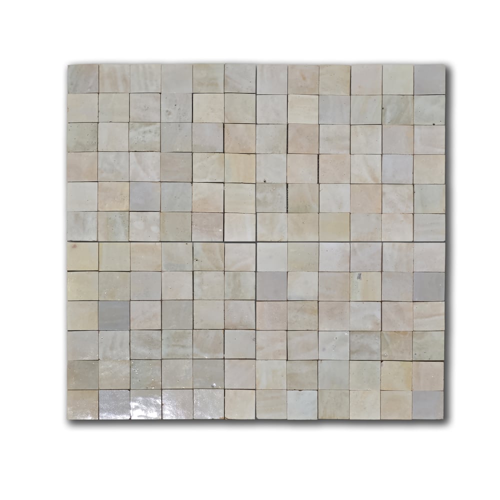 Marble Systems Zellige Handmade Moroccan Tile Gris Beige glossy zellige tile pattern swatch — available at Surface Group