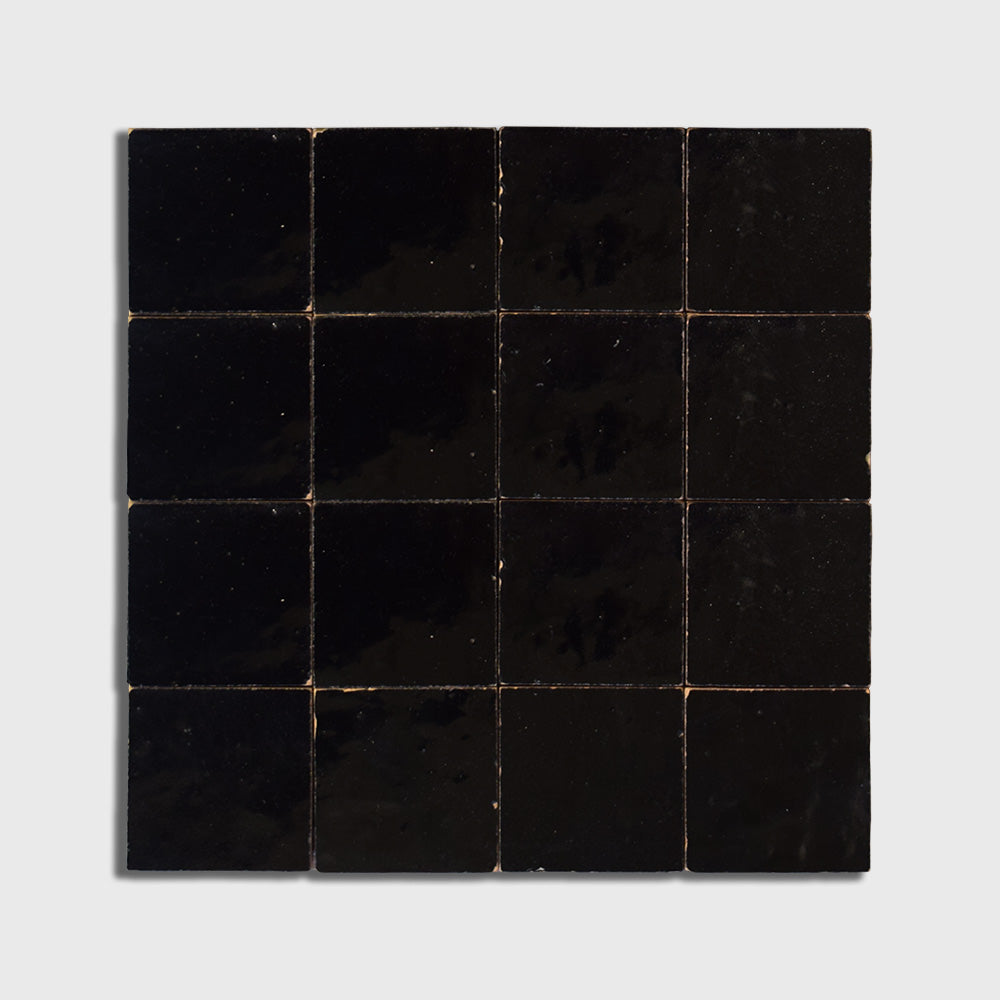 Marble Systems Zellige Handmade Moroccan Tile Noir glossy zellige tile — available at Surface Group