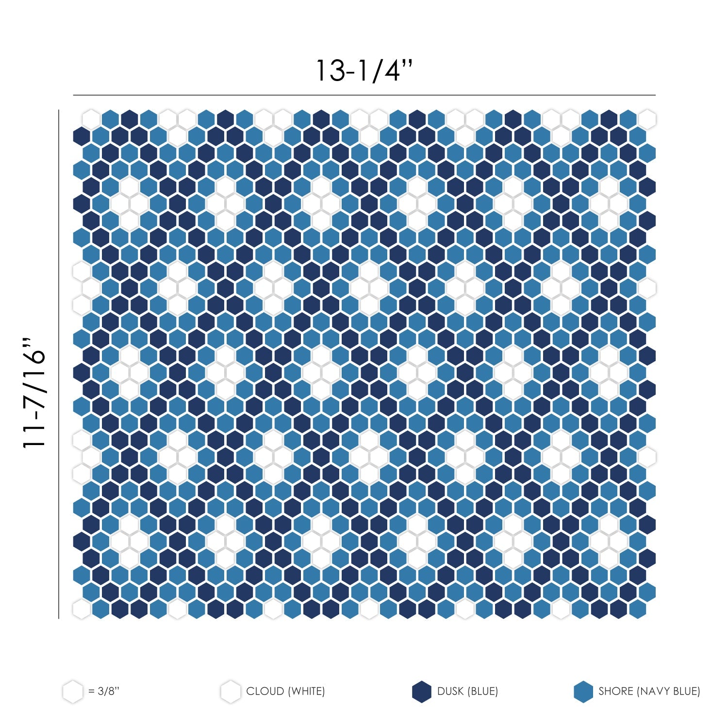 GEOMETRO: Avignon Coastal Hexagonal Recycled Glass Mosaic (11 7/8"x12 3/16"x3/8" | Matte)