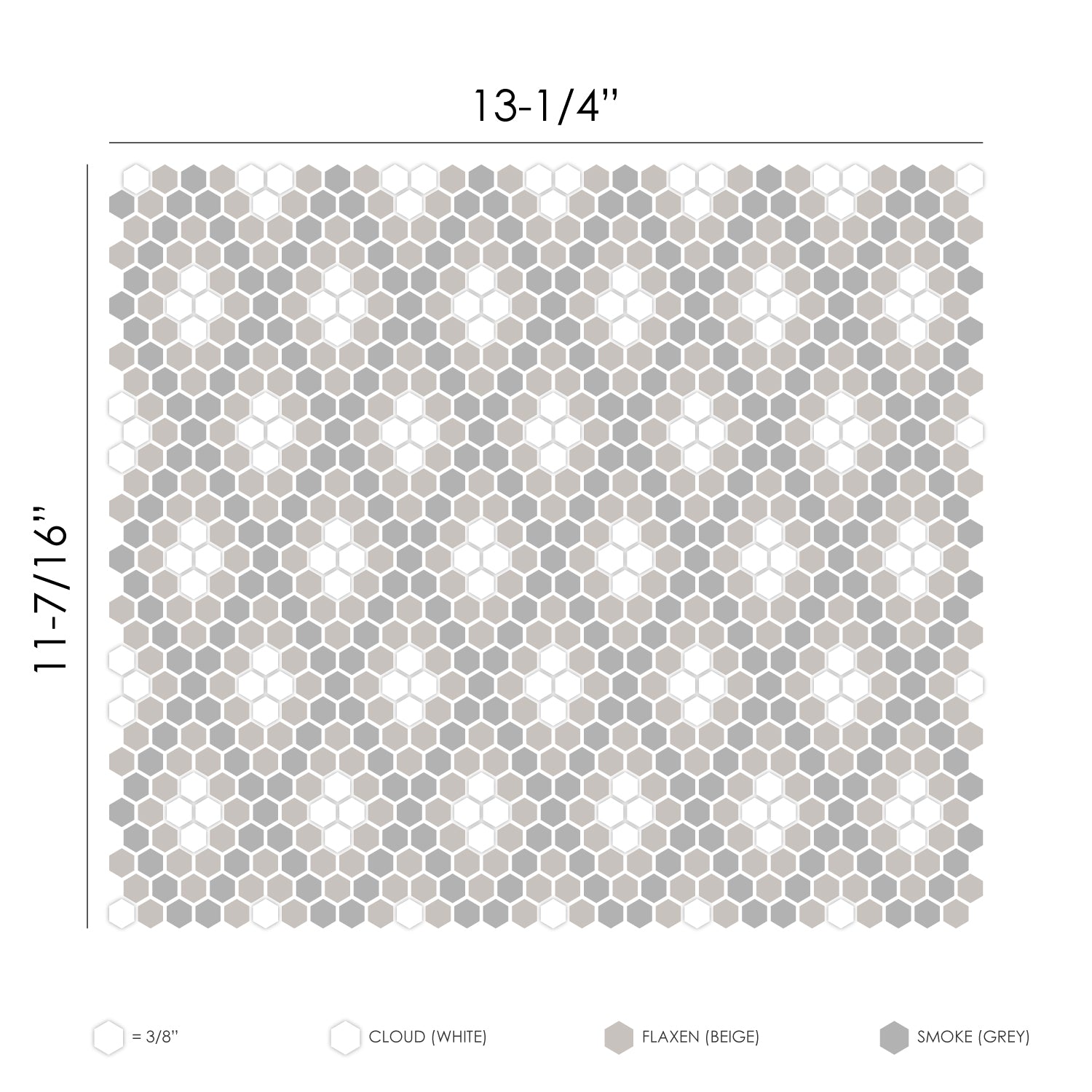 GEOMETRO: Avignon Country Hexagonal Recycled Glass Mosaic (11 7/8"x12 3/16"x3/8" | Matte)