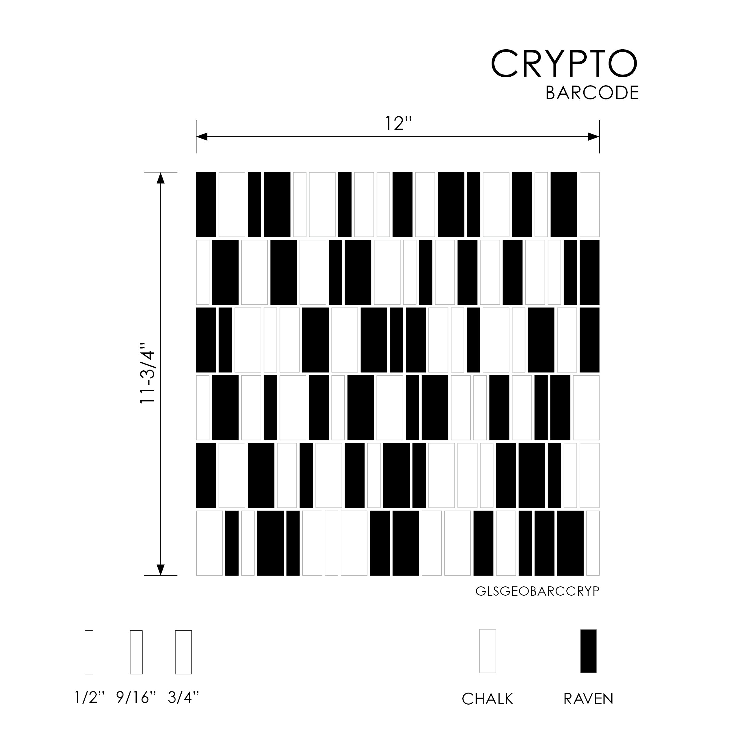 GEOMETRO: Barcode Crypto Offset Recycled Glass Mosaic (11 3/4"x12"x3/8" | Matte)