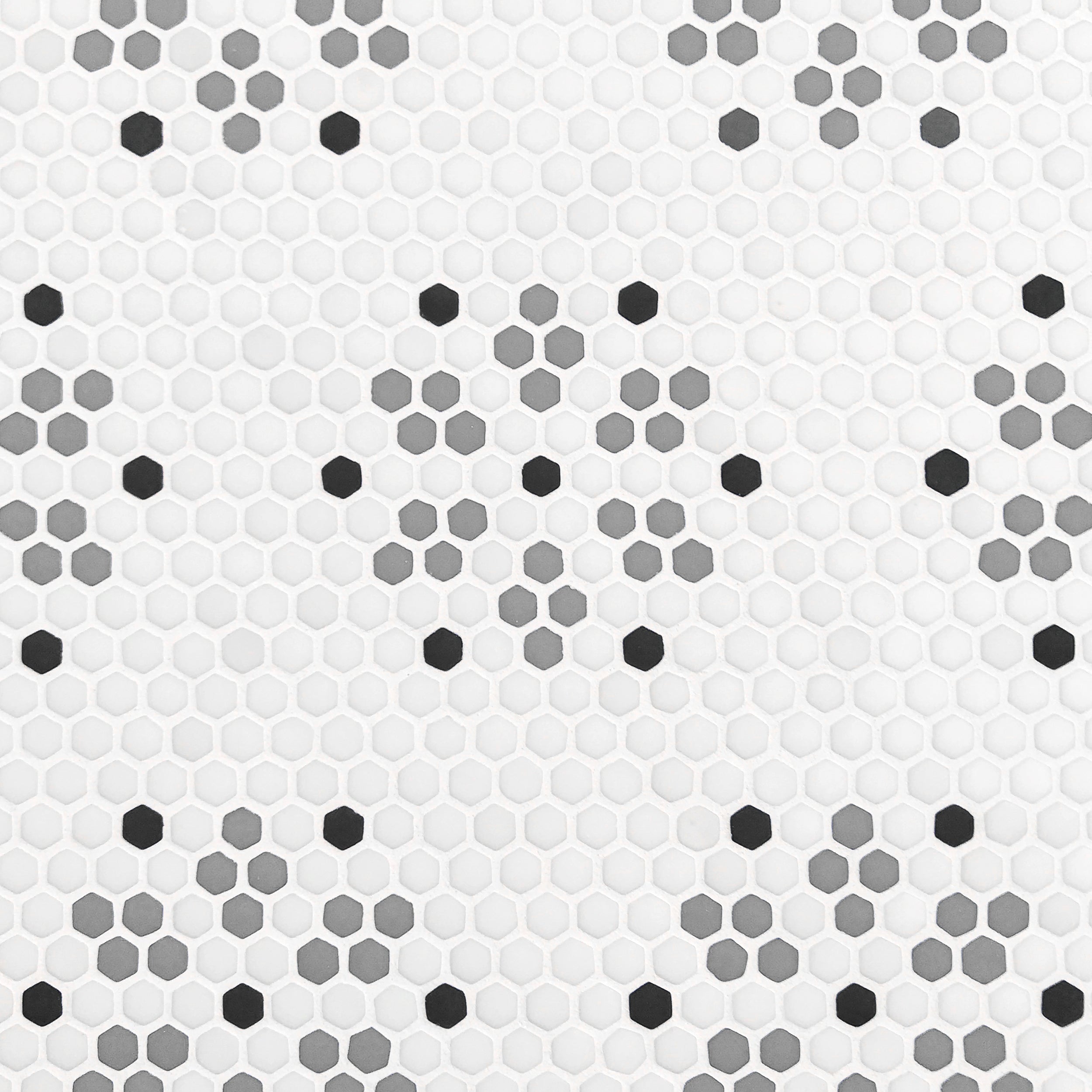 GEOMETRO: Bayeux Classic Hexagonal Recycled Glass Mosaic (10 3/8"x13 1/2"x3/8" | Matte)