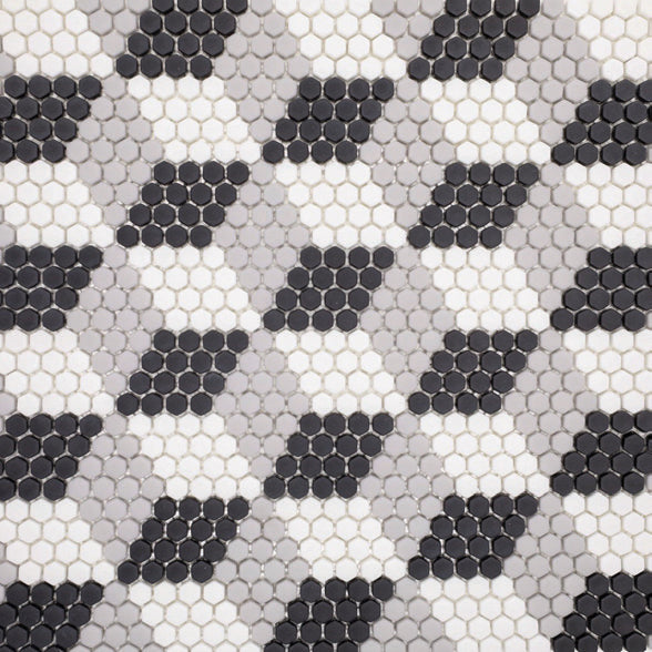 GEOMETRO: Bordeaux Classic Hexagonal Recycled Glass Mosaic (12 1/4"x13 1/4"x3/8" | Matte)