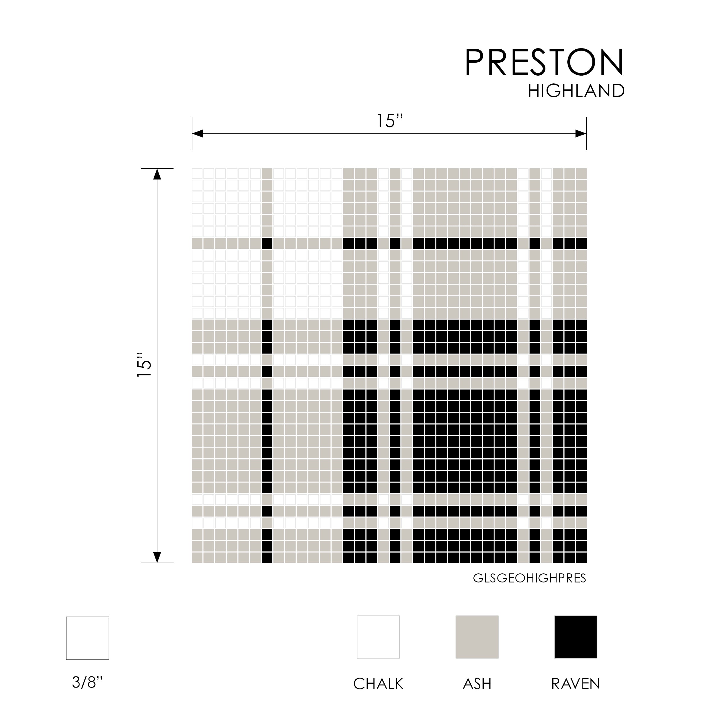 GEOMETRO: Highland Preston Straight Stack Recycled Glass Mosaic (15"x15"x3/8" | Matte)