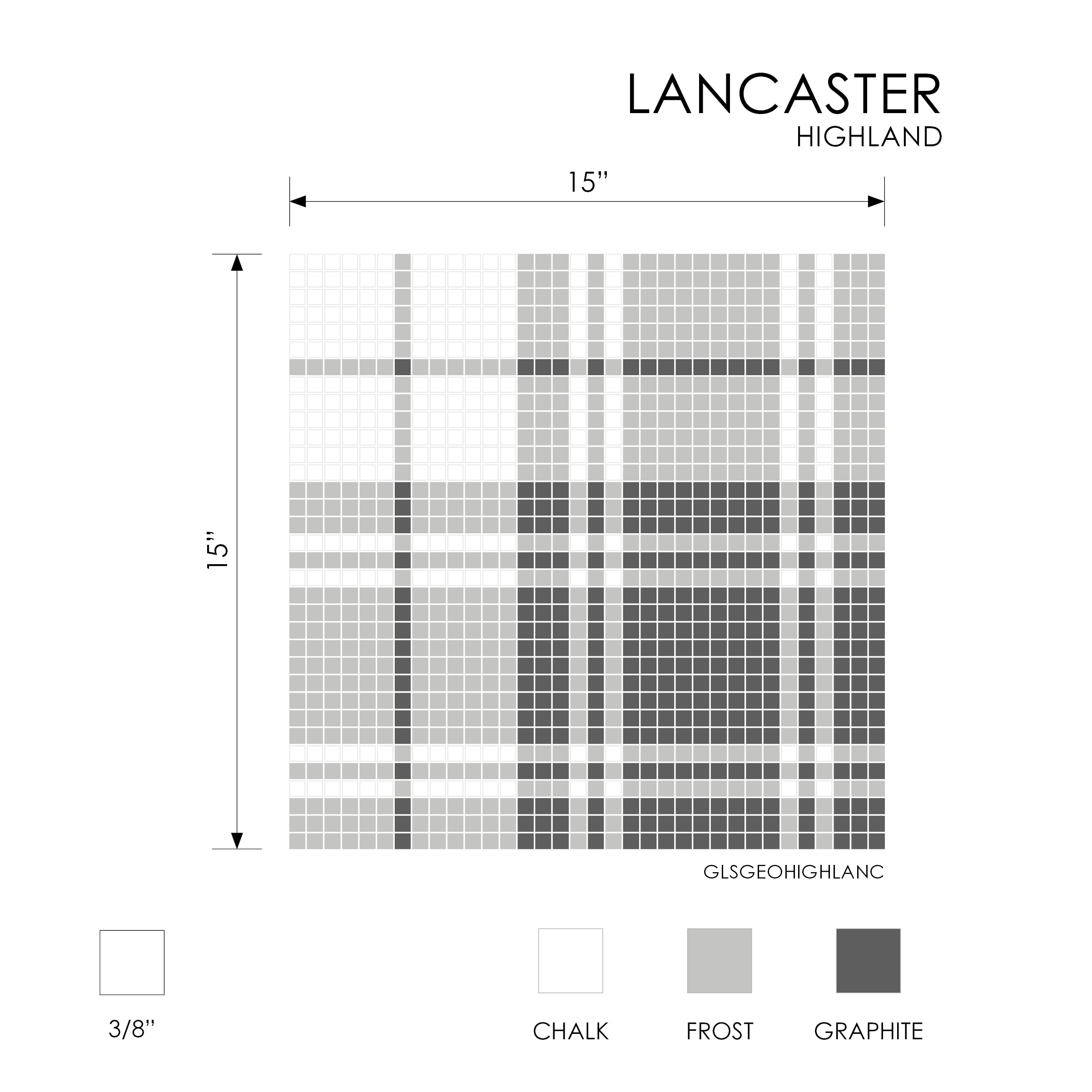 GEOMETRO: Highland Lancaster Straight Stack Recycled Glass Mosaic (15"x15"x3/8" | Matte)