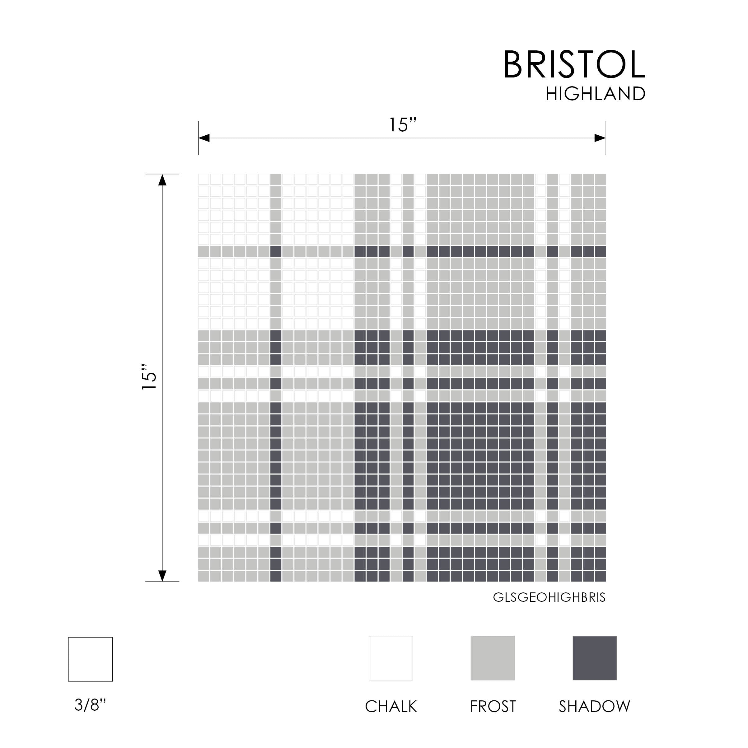 GEOMETRO: Highland Bristol Straight Stack Recycled Glass Mosaic (15"x15"x3/8" | Matte)