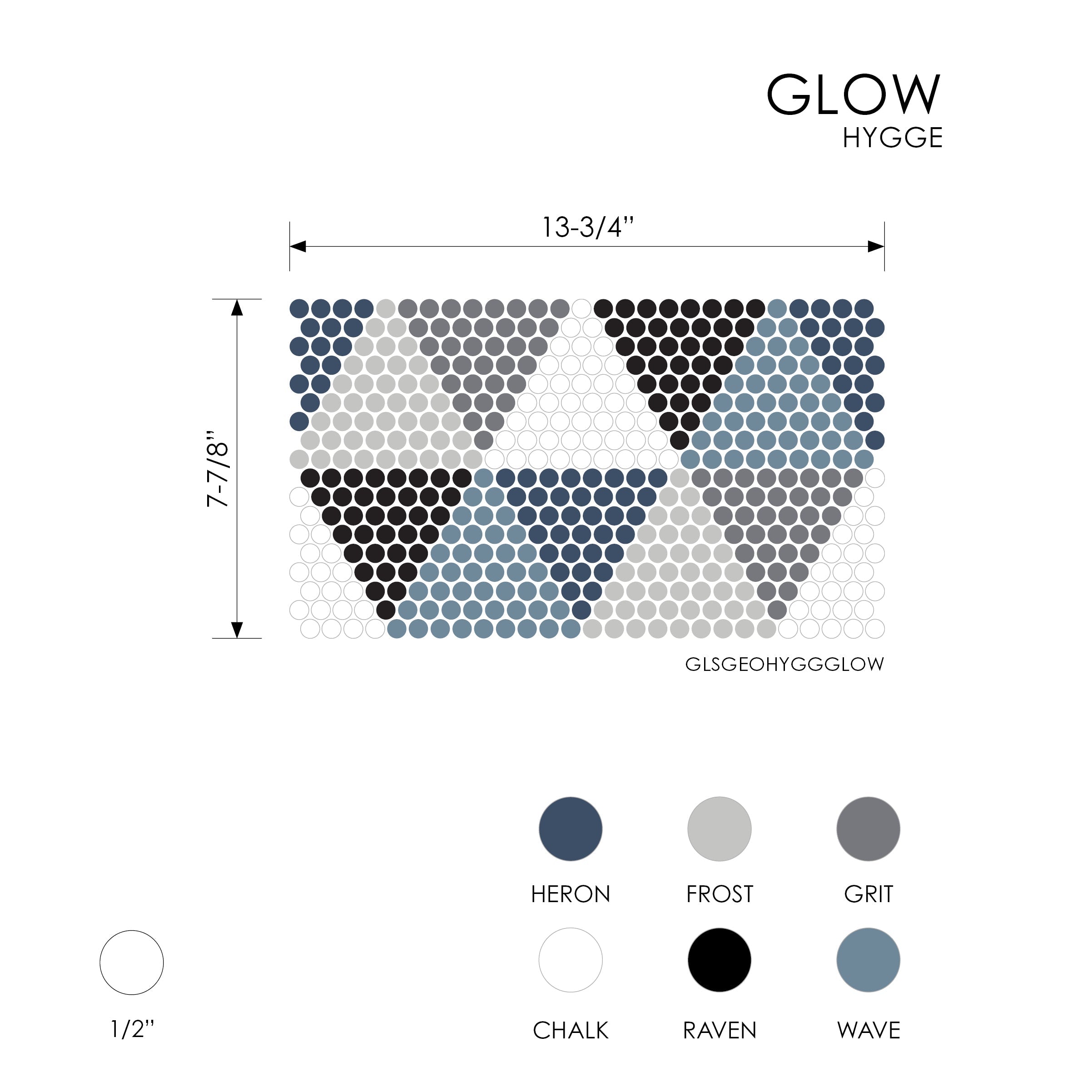 GEOMETRO: Hygge Glow Penny Round Recycled Glass Mosaic (7 7/8"x13 3/4"x3/8" | Matte)