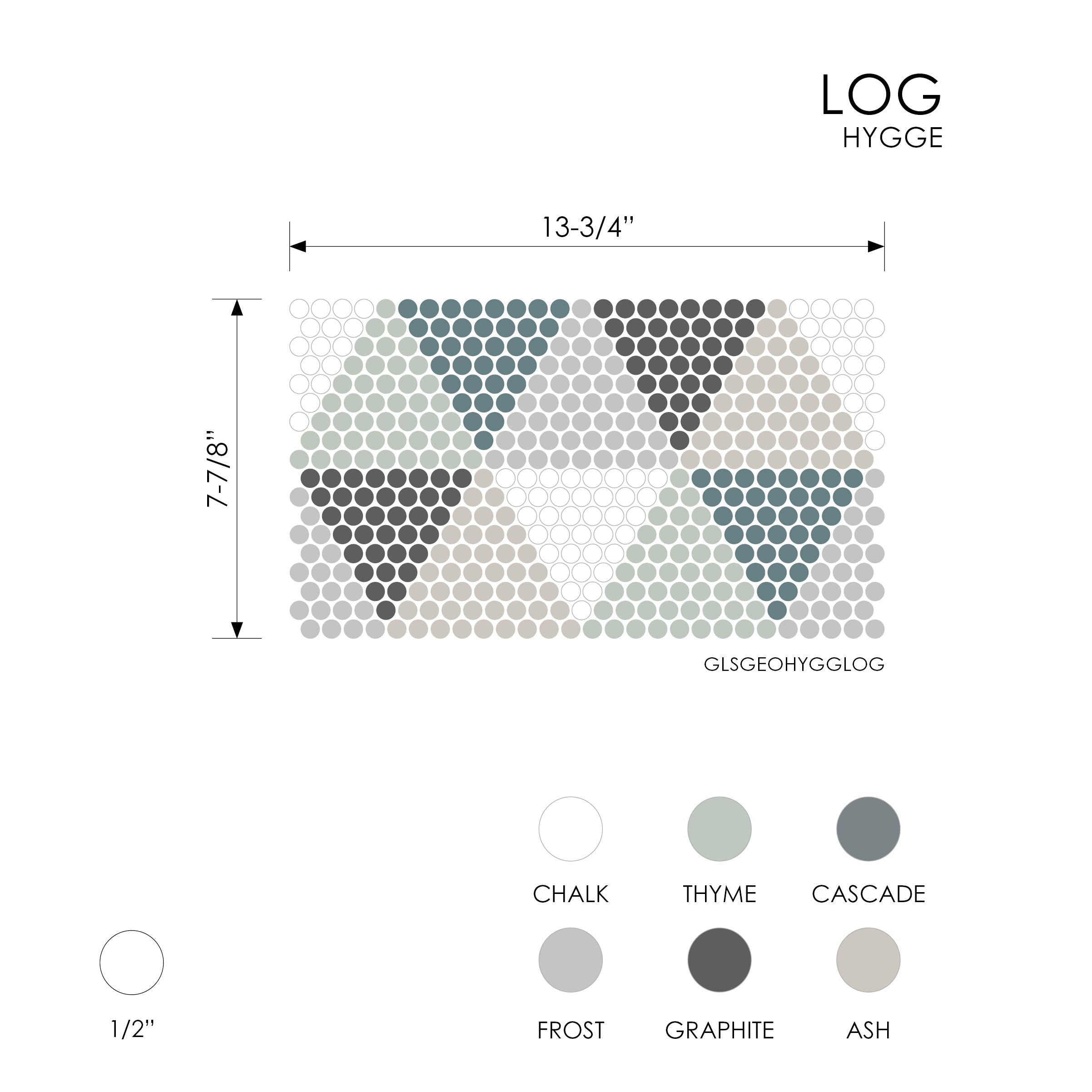 GEOMETRO: Hygge Log Penny Round Recycled Glass Mosaic (7 7/8"x13 3/4"x3/8" | Matte)