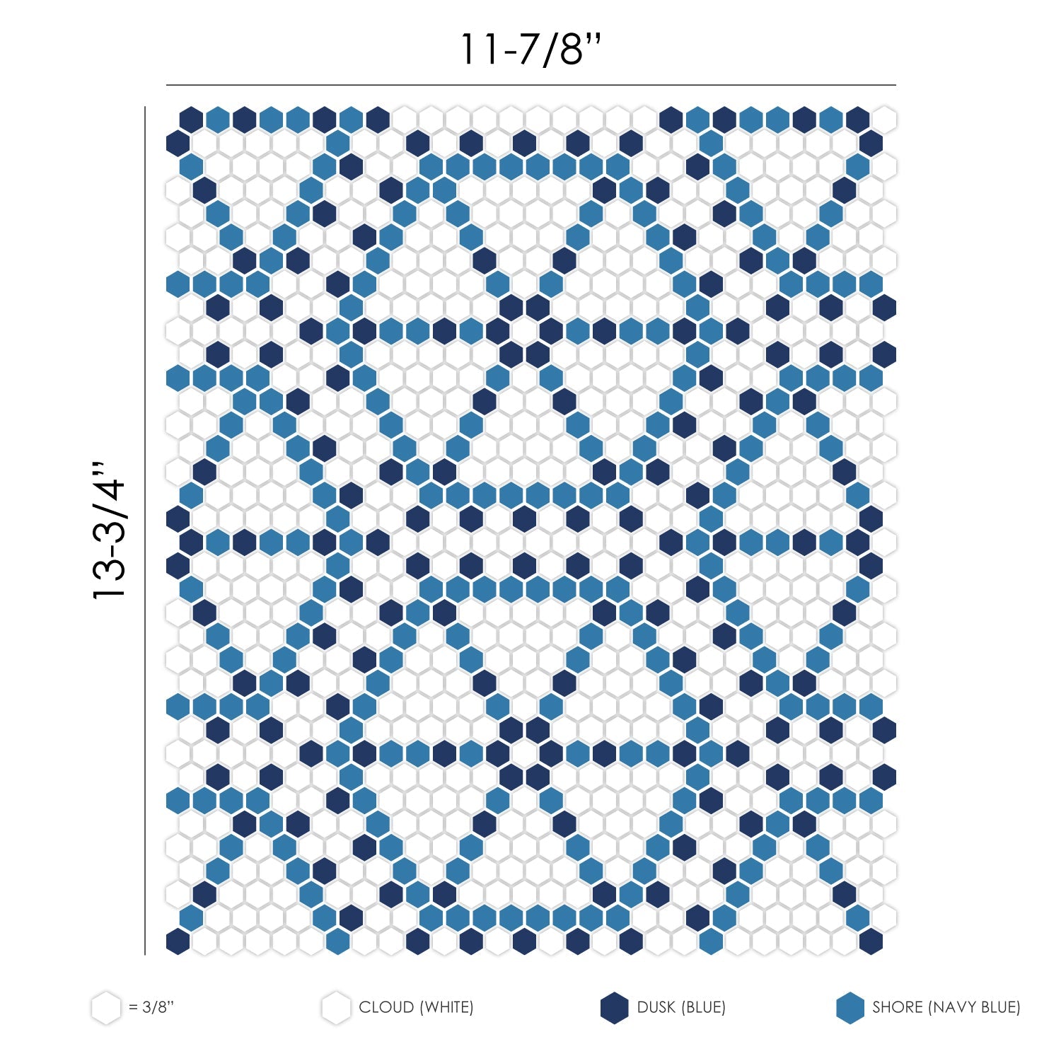 GEOMETRO: Lyon Coastal Hexagonal Recycled Glass Mosaic (11 7/8"x13 3/4"x3/8" | Matte)