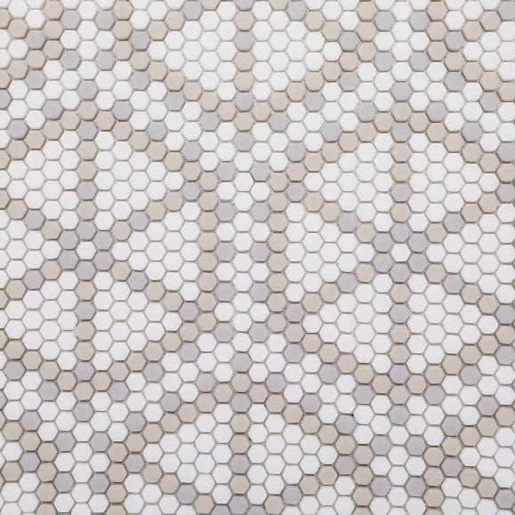 GEOMETRO: Lyon Country Hexagonal Recycled Glass Mosaic (11 7/8"x13 3/4"x3/8" | Matte)