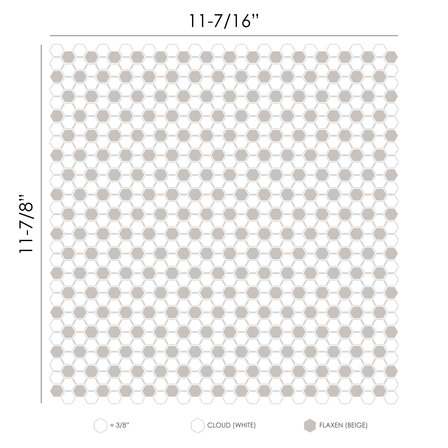 GEOMETRO: Nice Classic Hexagonal Recycled Glass Mosaic (11 7/16"x11 7/8"x3/8" | Matte)