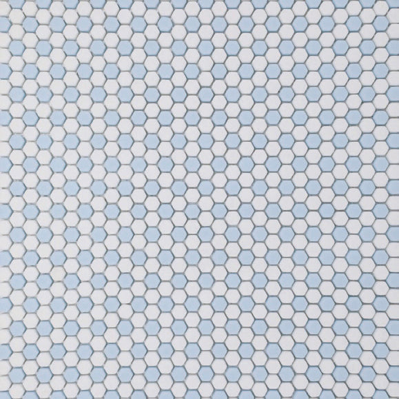 GEOMETRO: Nice Coastal Hexagonal Recycled Glass Mosaic (11 7/16"x11 7/8"x3/8" | Matte)